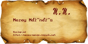 Mezey Ménás névjegykártya